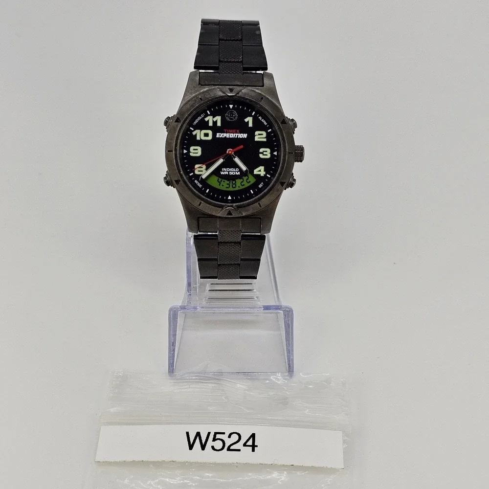 Timex Expedition Men Watch 38MM Ana-Digi Black Dial Gunmetal Band 7.5